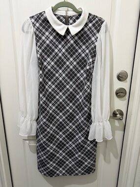 Shelby & Palmer Black and White Plaid Dress with Peter Pan Collar